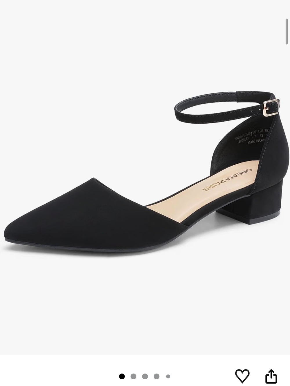 Dream Pairs Black Pointed-Toe Ankle Strap Low Block Heel